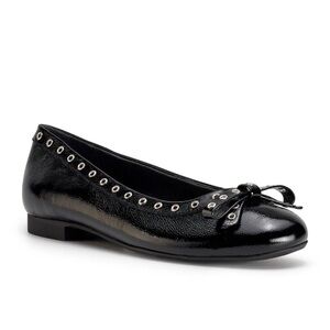 New Paul Green Chrissy Grommet Ballet Flat Black Crinkled Patent Sz 7